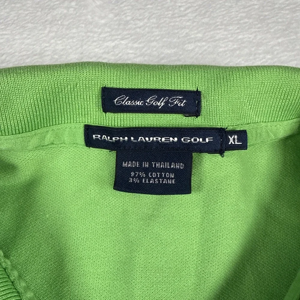 Ralph Lauren Golf Mens XL Lime Green Long Sleeve Polo Shirt Sun Logo Classic Fit
